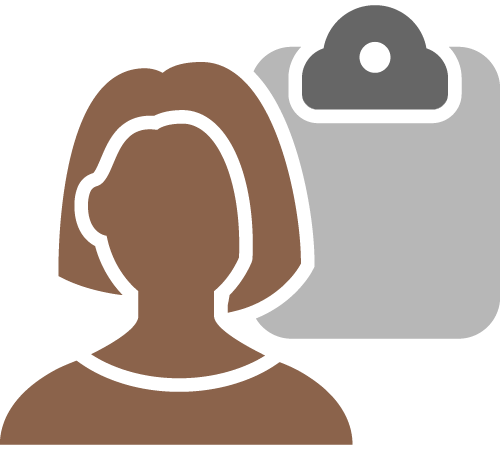 icons of woman and clipboard