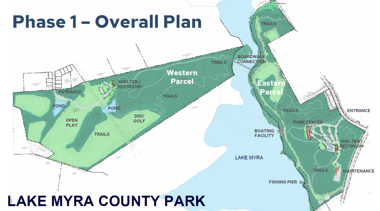 map of Phase 1 of the overall plan for Lake Myra County Park