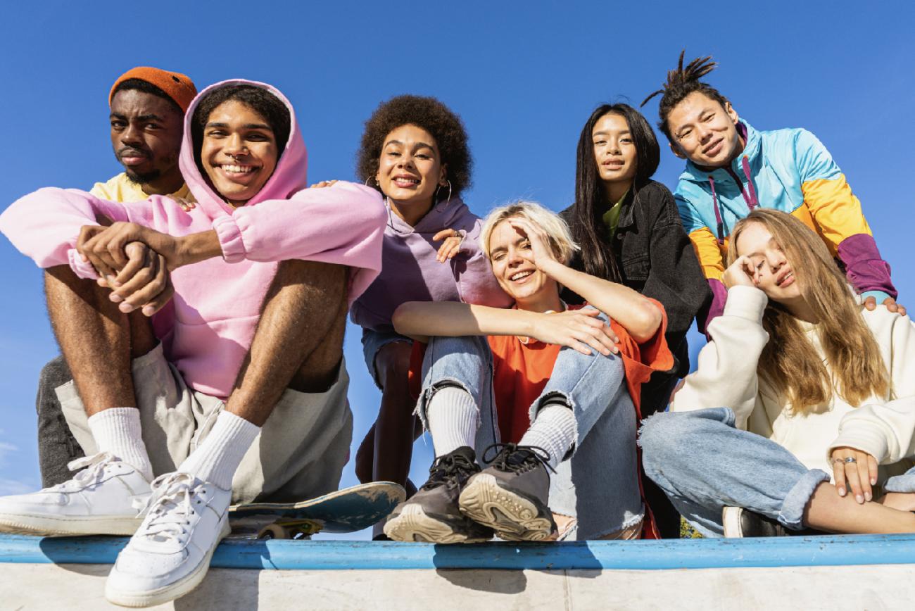 smiling teens in casual setting