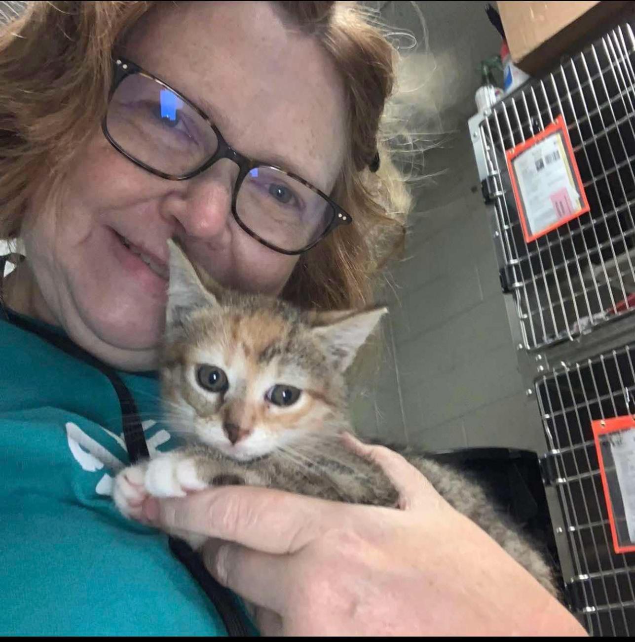 Susan cuddles kitten