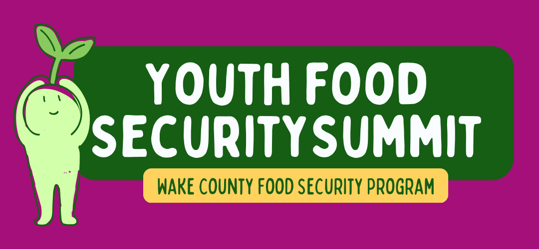 Pink and Green banner displaying Youth Food Security Summit text.