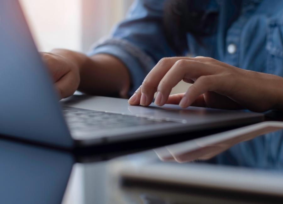 Woman using laptop