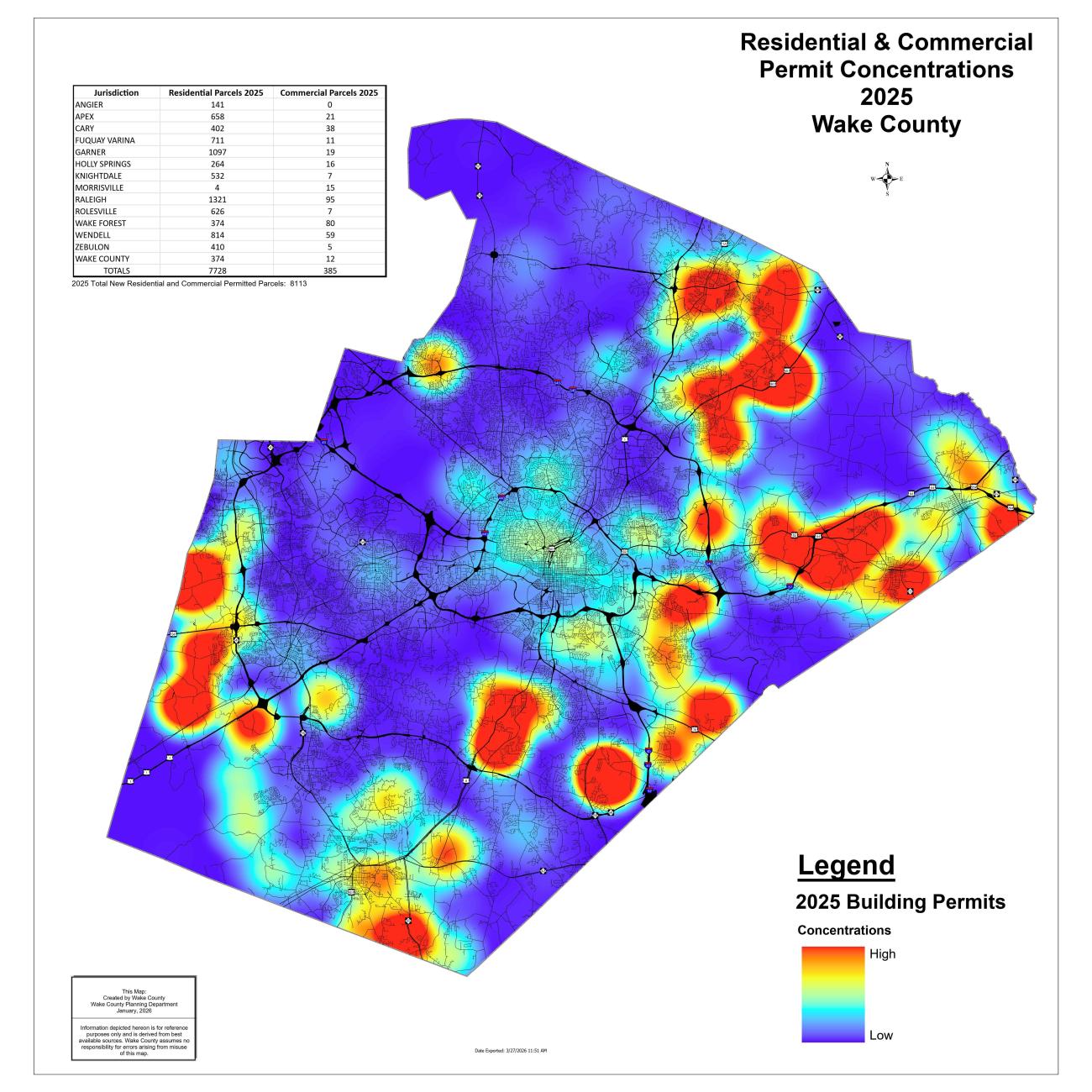 A heat map showing building permit concentrations.
