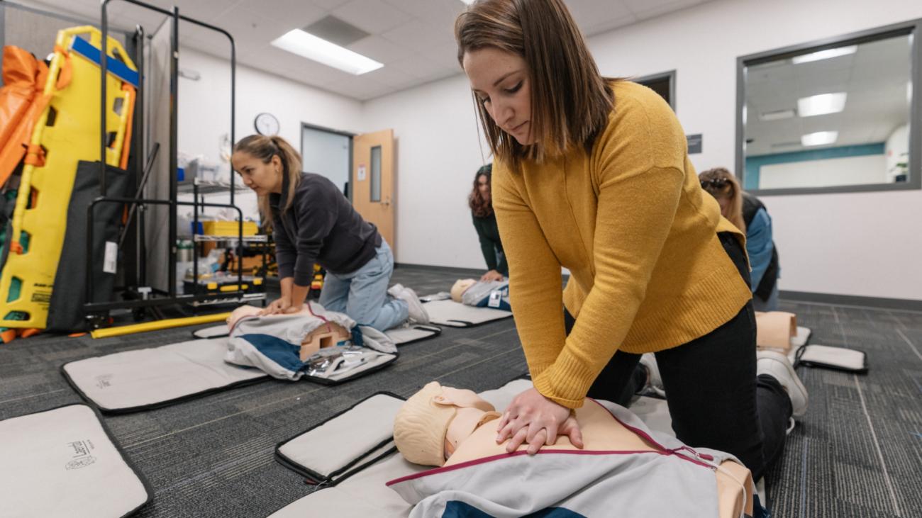 Students attending a CPR class