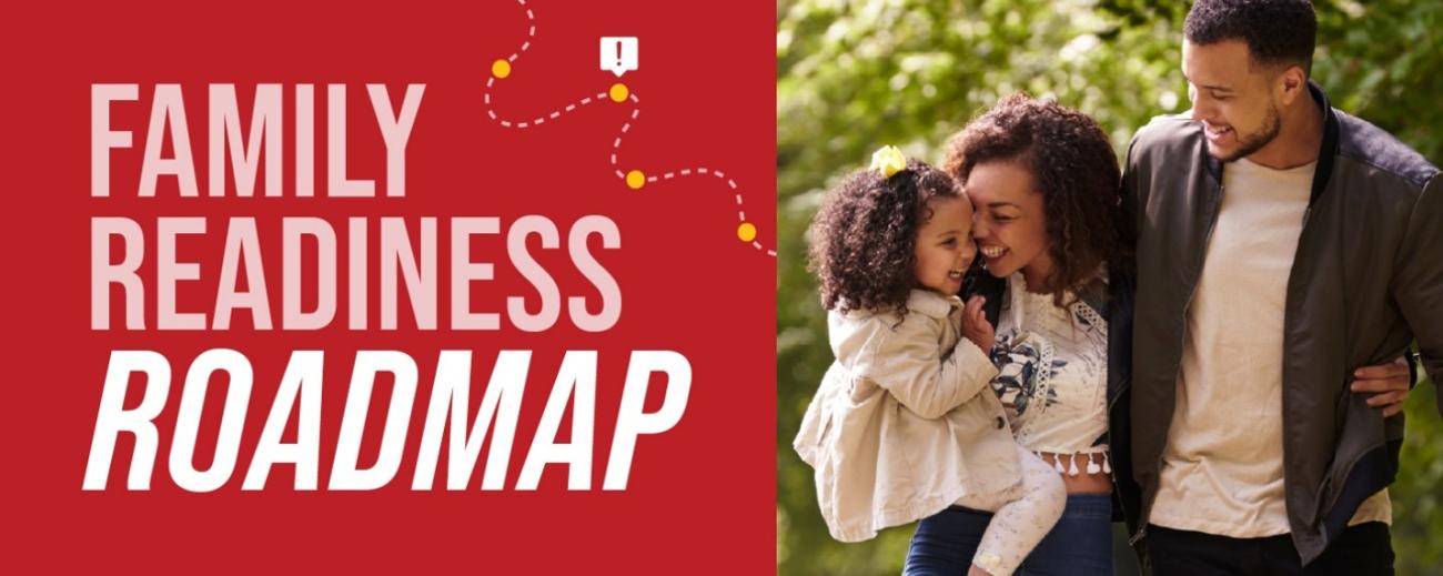 Family Readiness Roadmap graphic featuring a family outdoors.
