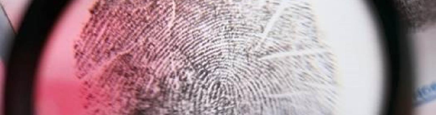 Fingerprint card enhanced with magnifying glass
