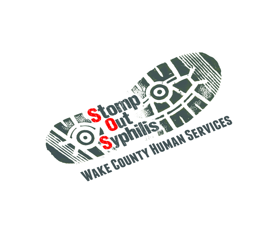 Illustration of a boot footprint with Stomp Out Syphilis text on top