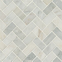 Arabescato Carrara Herringbone Pattern Honed in a Mesh