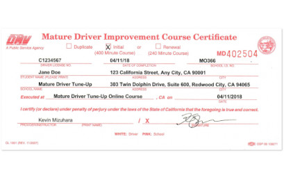 Mature Driver Tune Up Course