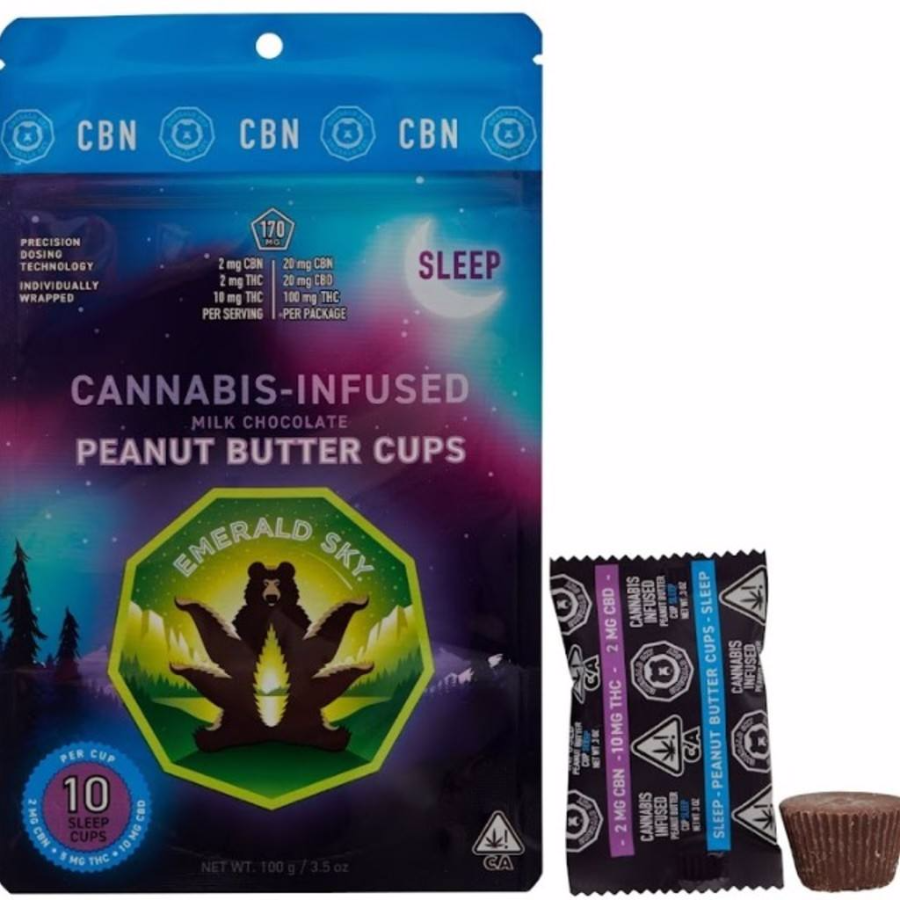 Photograph of product: Emerald Sky Peanut Butter Cups Sleep TH-oui:CBD:CBN 10 Pk 140mg