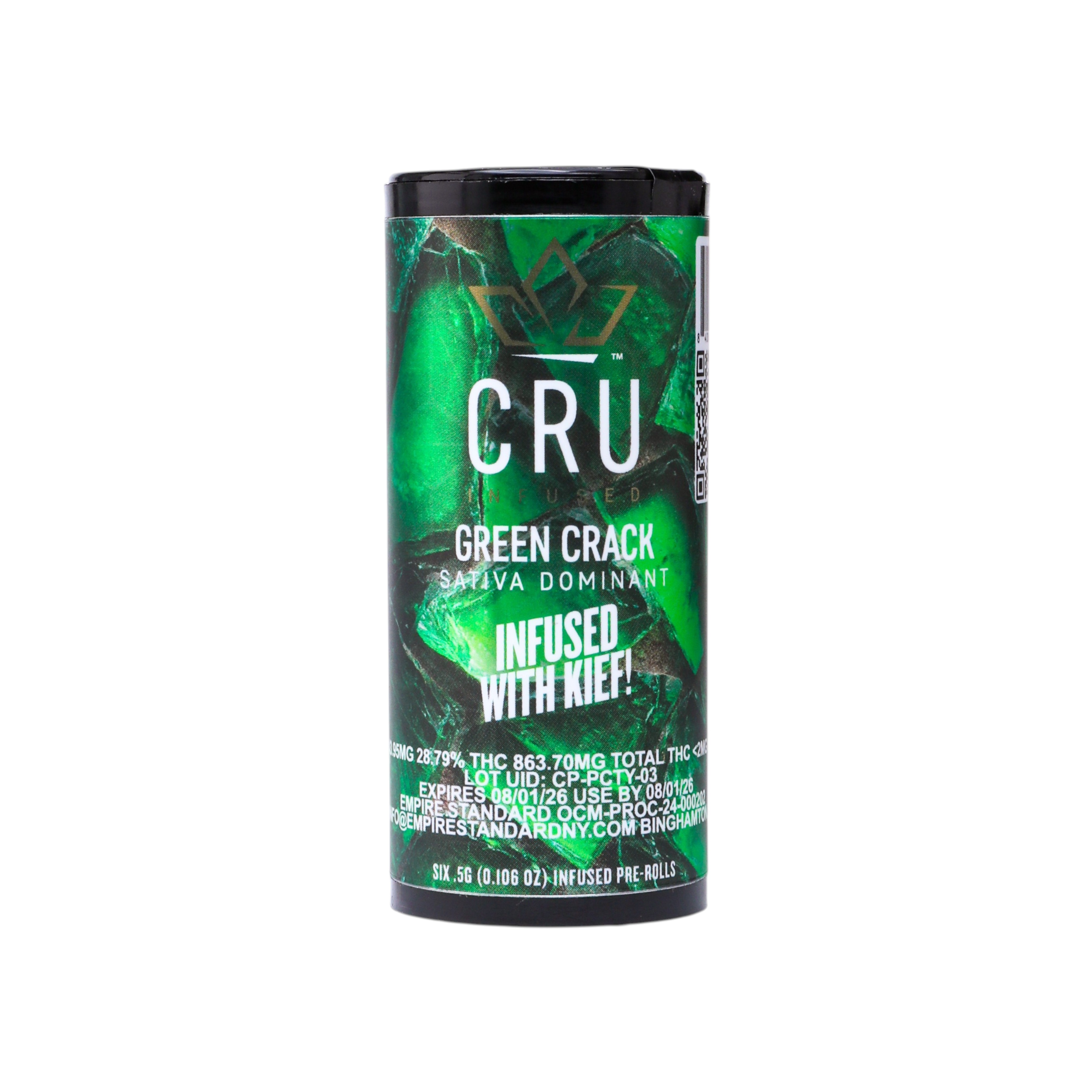 Photograph of product: CRU Sour Diesel 6pk Kief Infused Prerolls