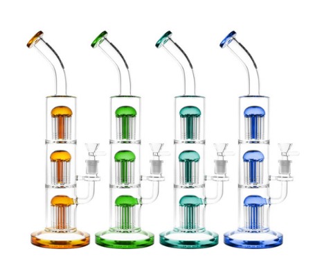 Photograph of product: 14" Pulsar Triple JellyFish Perk Water Pipe (Assorted)