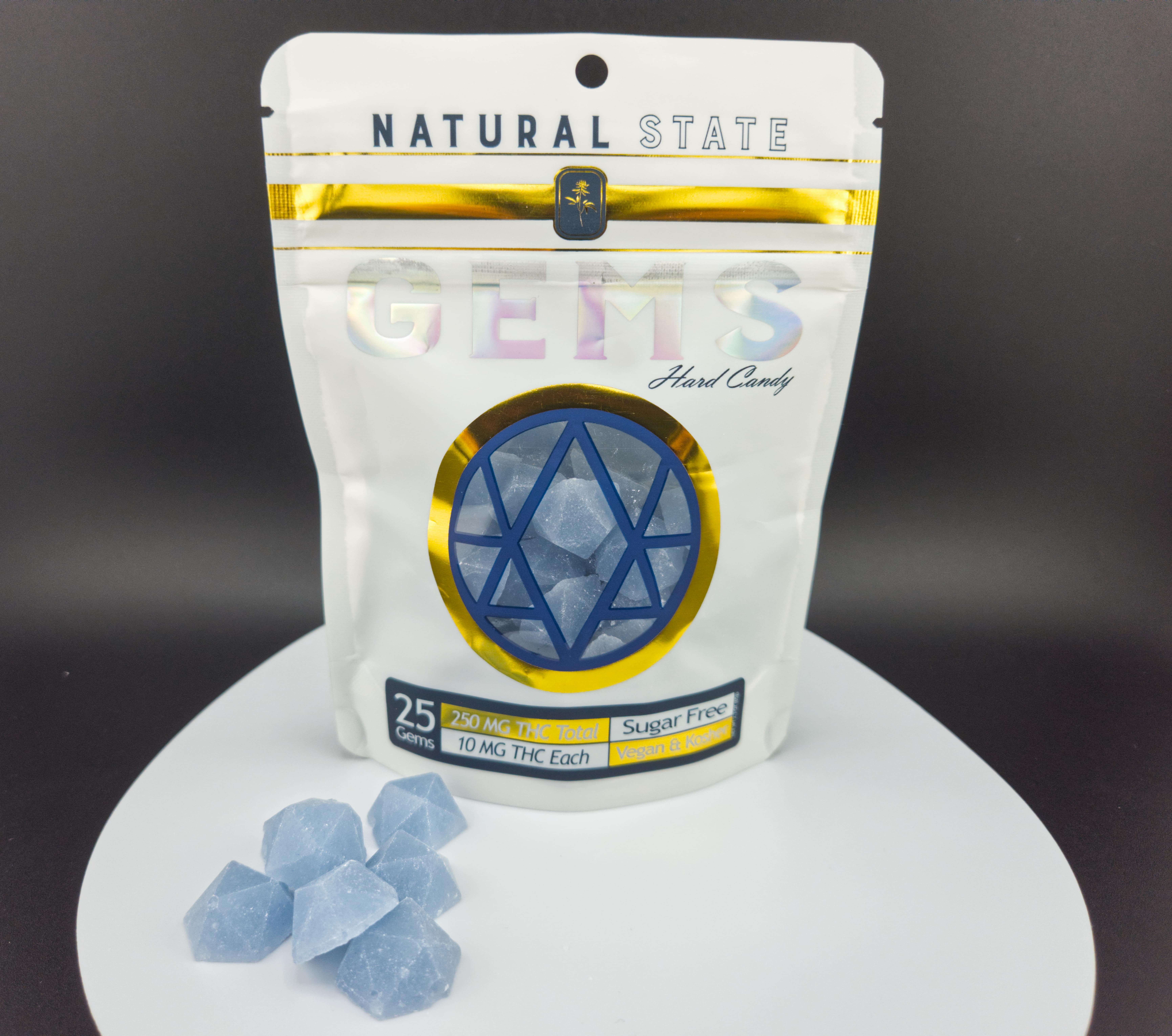 Photograph of product: NSM: Lozenge | Blue Razz | Gems | 250mg | 25pk