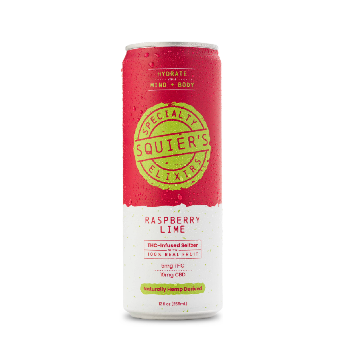 Photograph of Product: Squier's - Raspberry Lime Seltzer - (5mg THC : 10mg CBD)