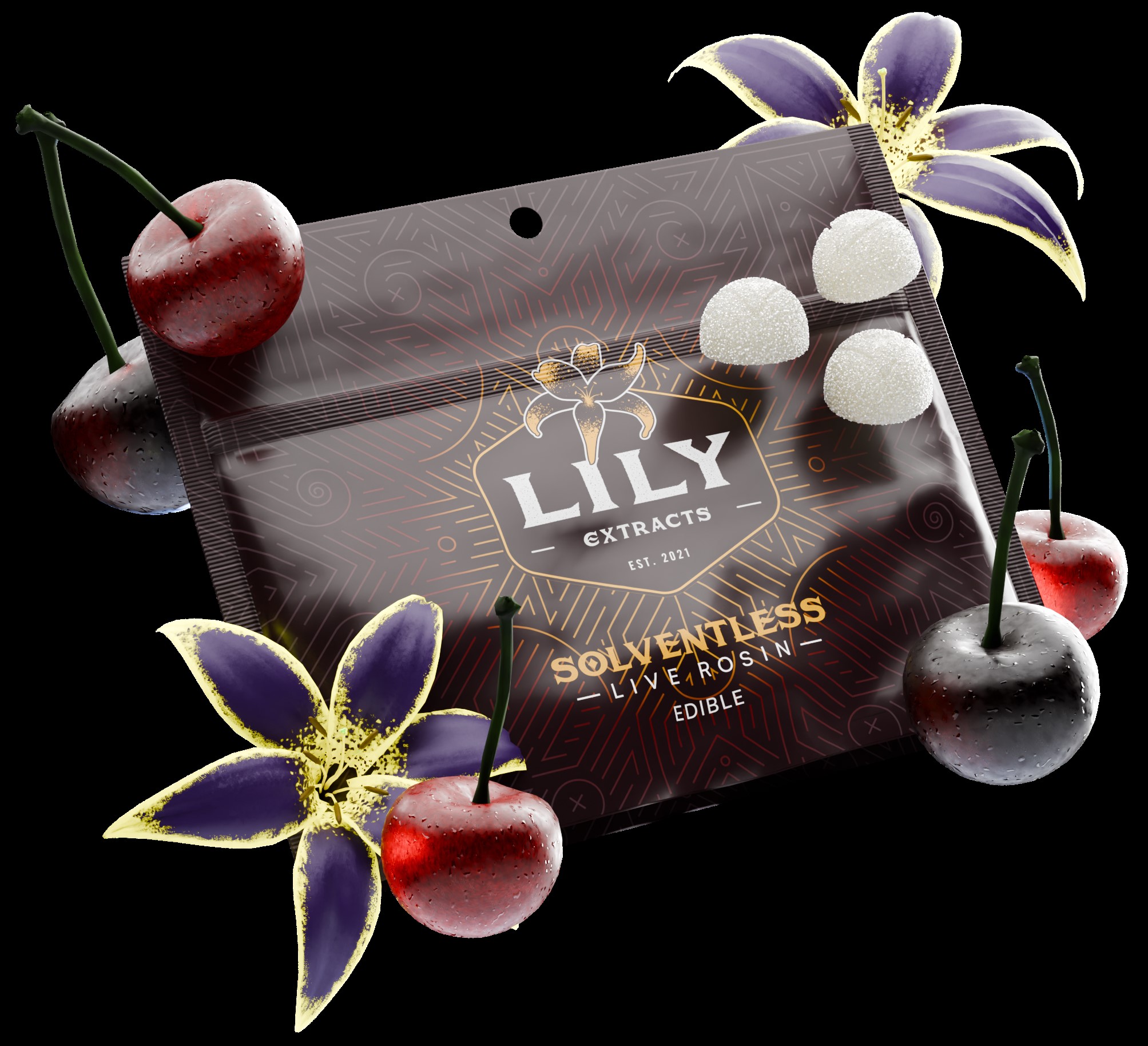 Photograph of product: Lily Extracts | Live Rosin Pectin Chews | Wild Cherry Cannapunch (H) | [10pk](100mg)