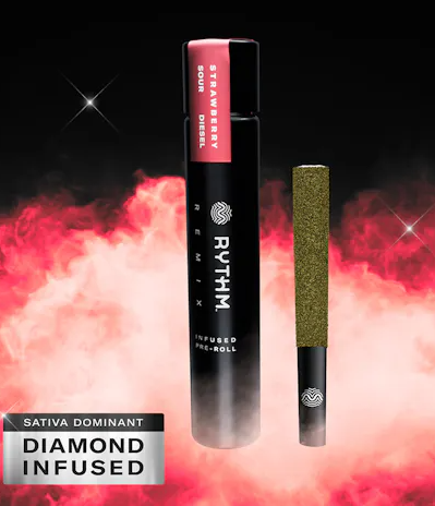 Photograph of product: Rythm Remix - Strawberry Sour Diesel 1g Infused Pre-Roll