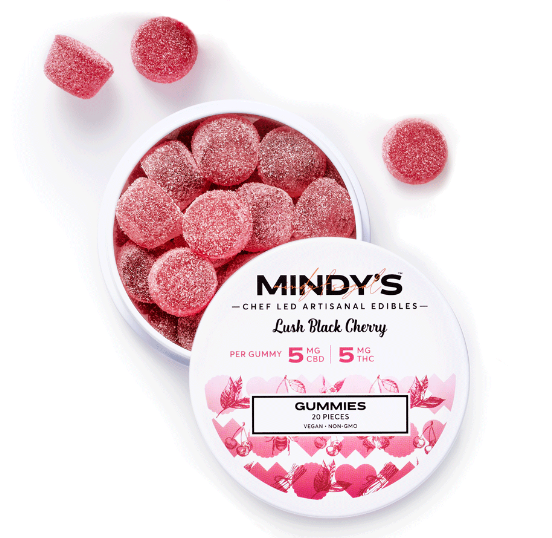 Photograph of product: Mindy's Lush Black Cherry (H) 1:1 CBD:TH-oui Gummies 5mg 20pk