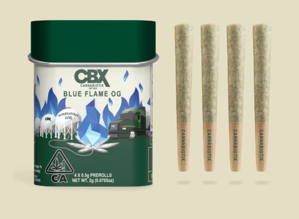 Photograph of product: CBX Blue Flame OG Pre-Rolls Tin (4pk)