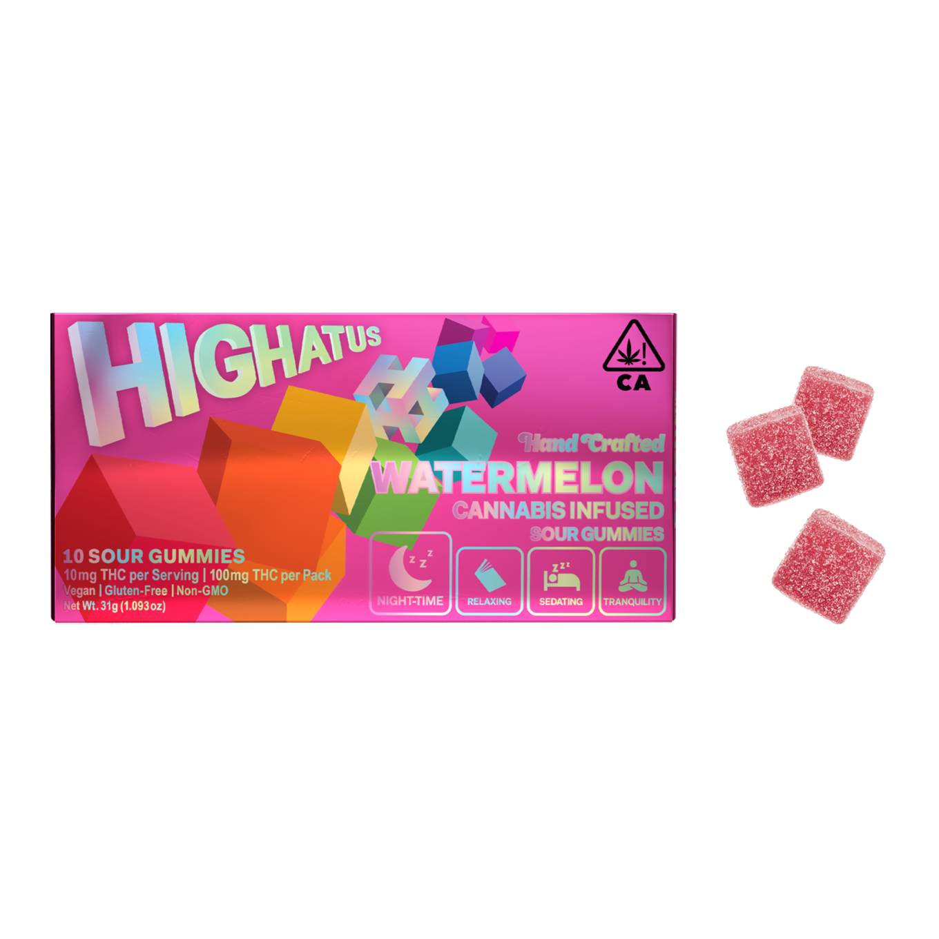 Photograph of product: Highatus - 100mg - 10ct Gummies - Watermelon