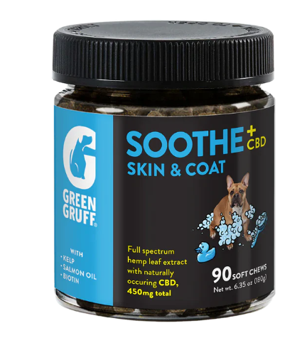Photograph of product: Soothe Plus CBD | Skin and Coat Dog Supplements | 90 ct