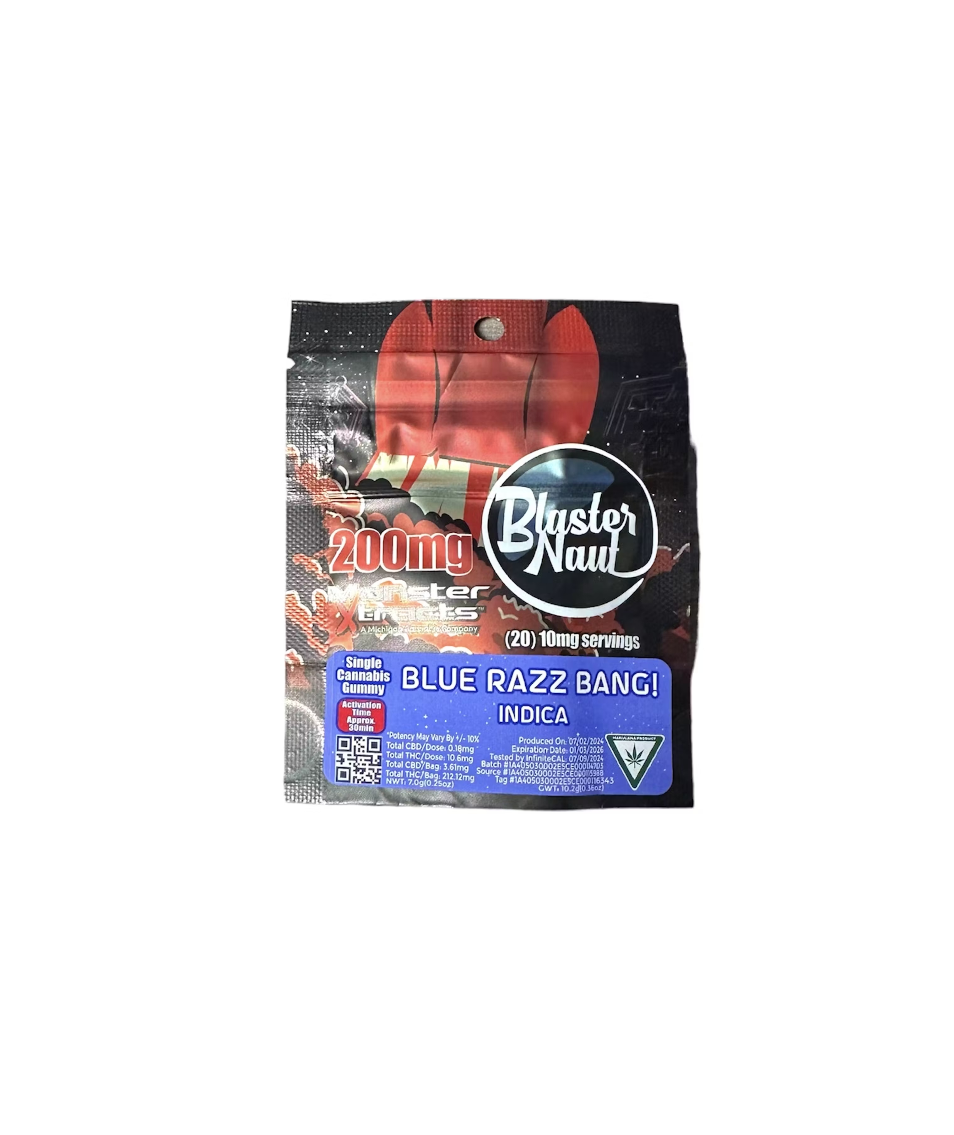 Photograph of product: Monster Xtracts - 200mg Blasternaut Gummy - Blue Razz Bang! Oui'd