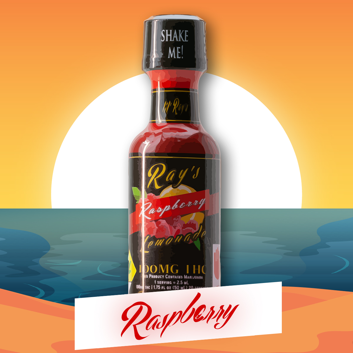 Photograph of product: Rays - Raspberry Lemonade Shot -  100mg Liquid Edible - 1.75oz