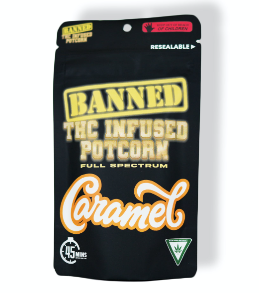 Photograph of product: Edibles | Caramel | Potcorn | 200mg | Banned
