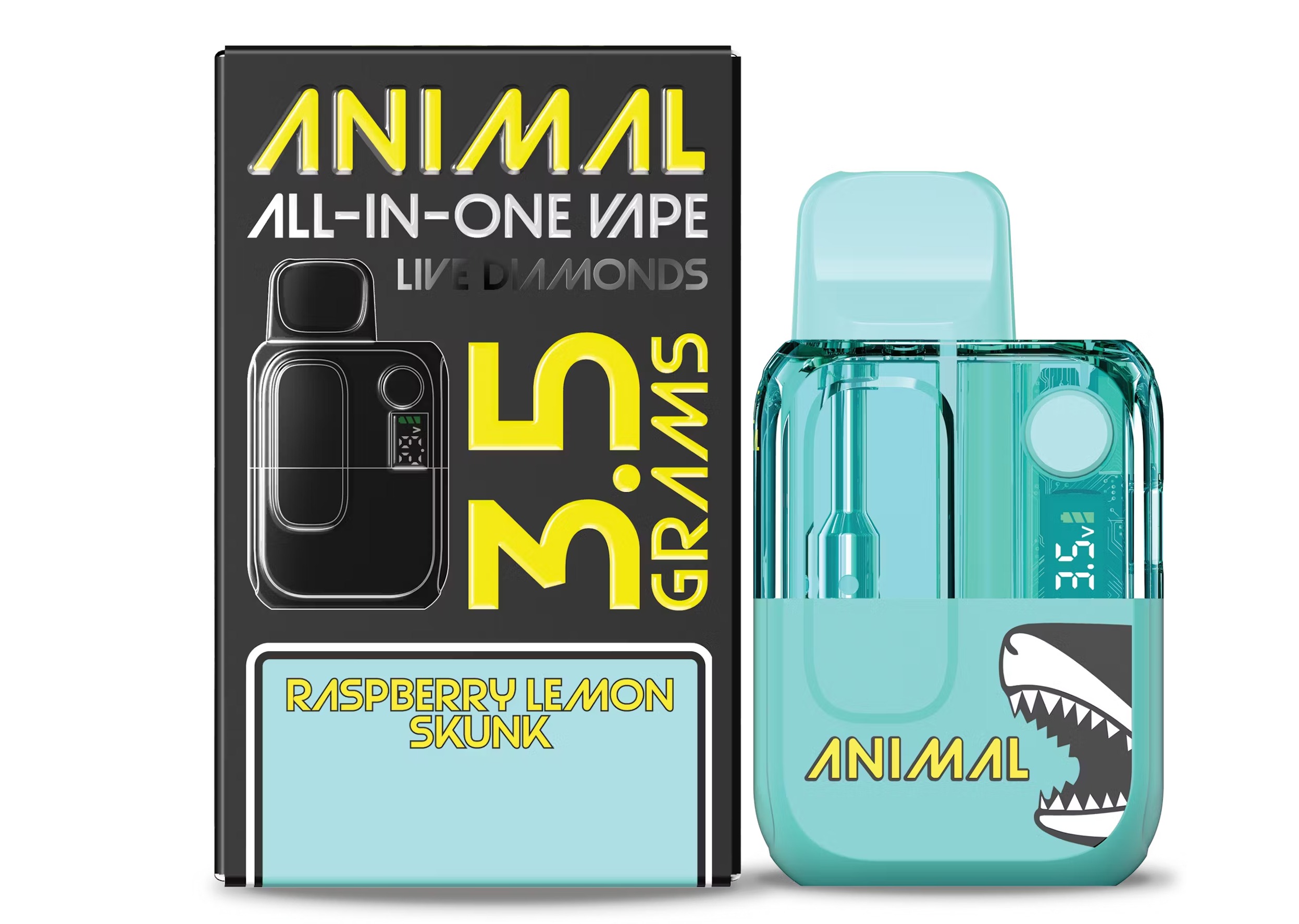 Photograph of product: Animal | Raspberry Lemon Skunk | Live Diamonds AIO Disposable | 3.5g