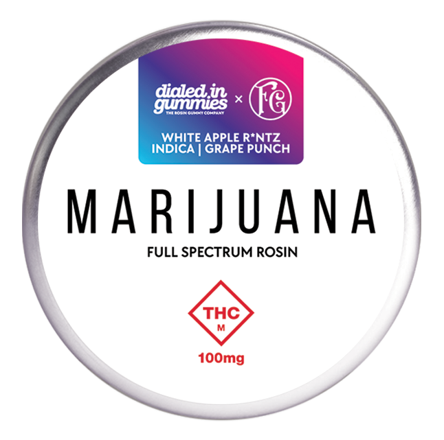 Photograph of product: Dialed In | LTO | Rosin Gummies | Oui'd | White Apple Runtz | 100mg 10pk