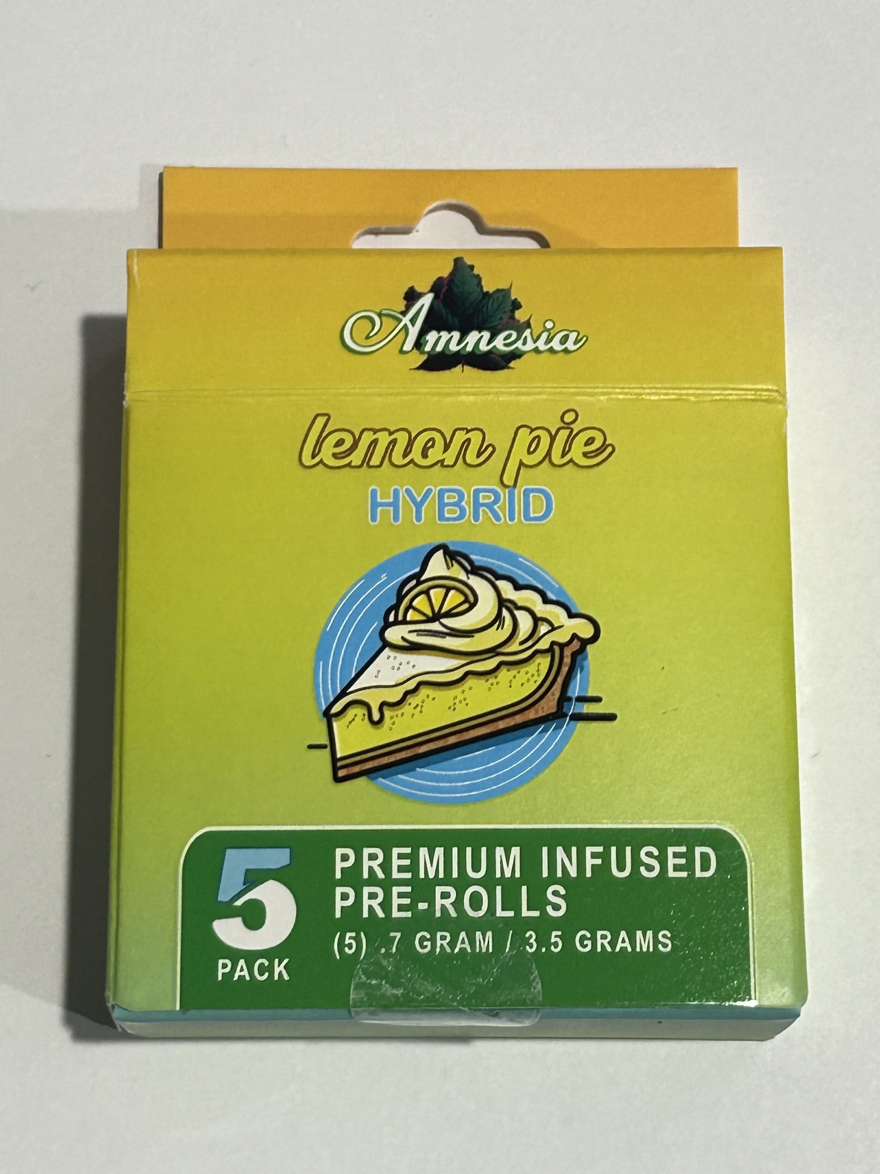 Photograph of product: Amnesia Infused Pre-Rolls 5pk 3.5g Lemon Pie