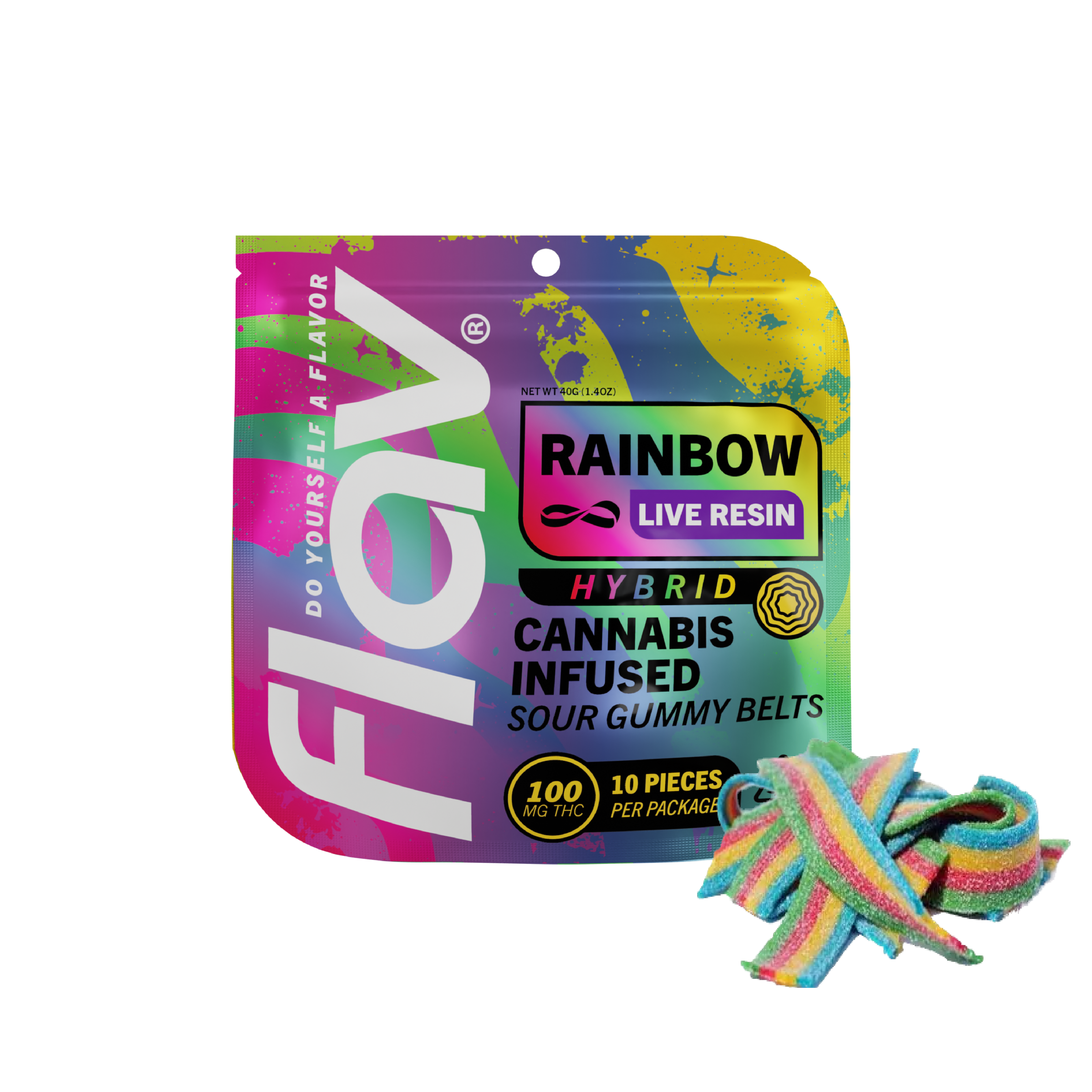 Photograph of product: Live Resin Rainbow Sour Belts