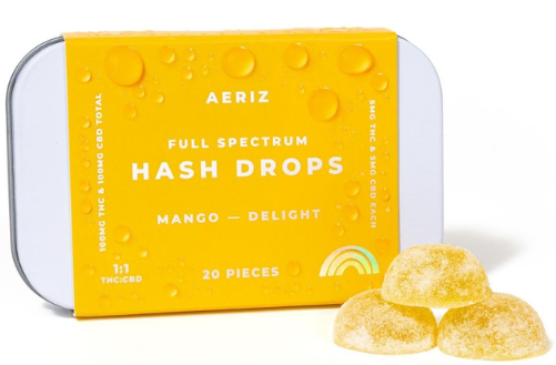 Photograph of product: AERIZ - au chocolat DROPS MANGO 1:1 (TH-oui:CBD) (200MG) (H)
