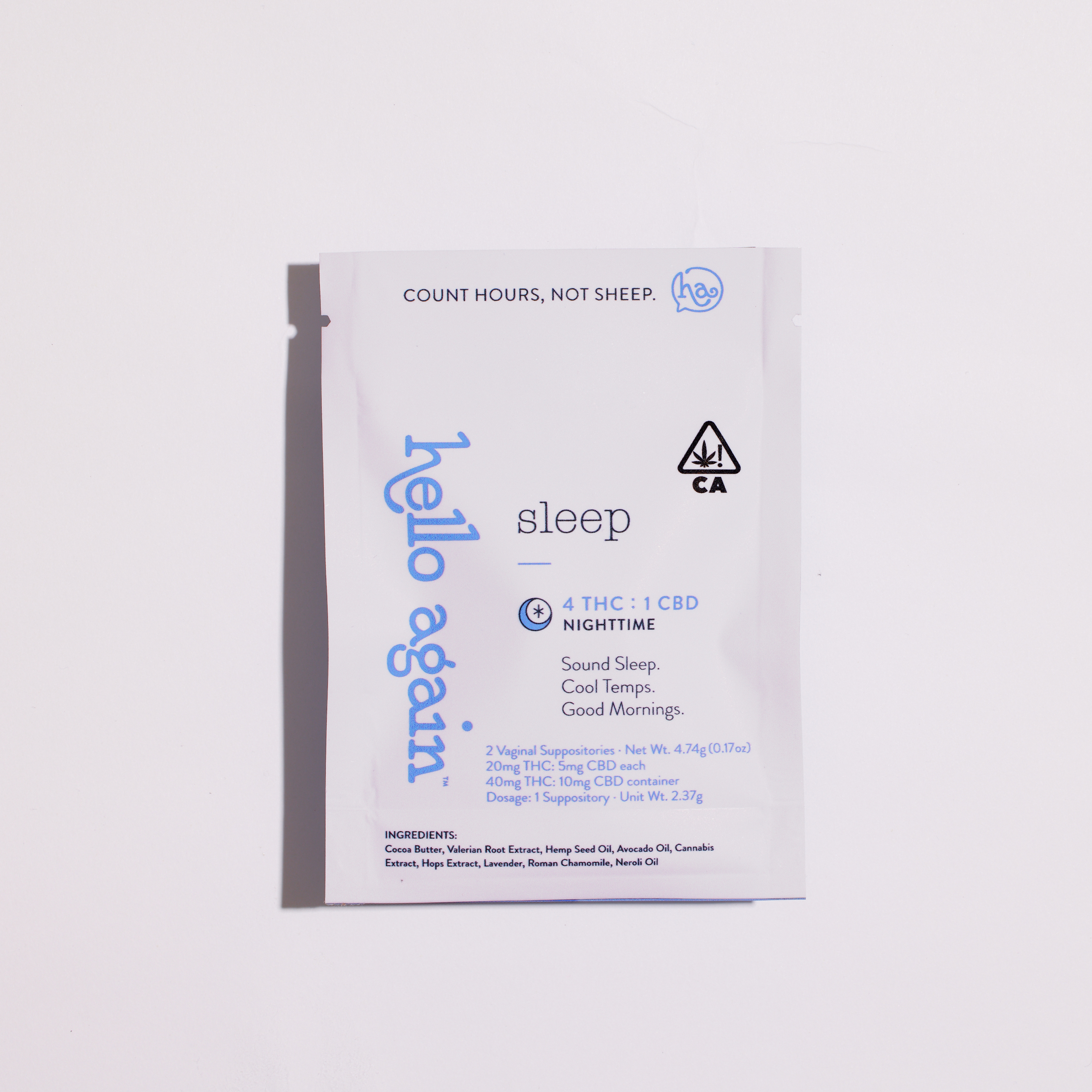 Photograph of Product: Sleep CBD 4:1 | 20mg THC 5mg CBD 2PK Suppository | Hello Again