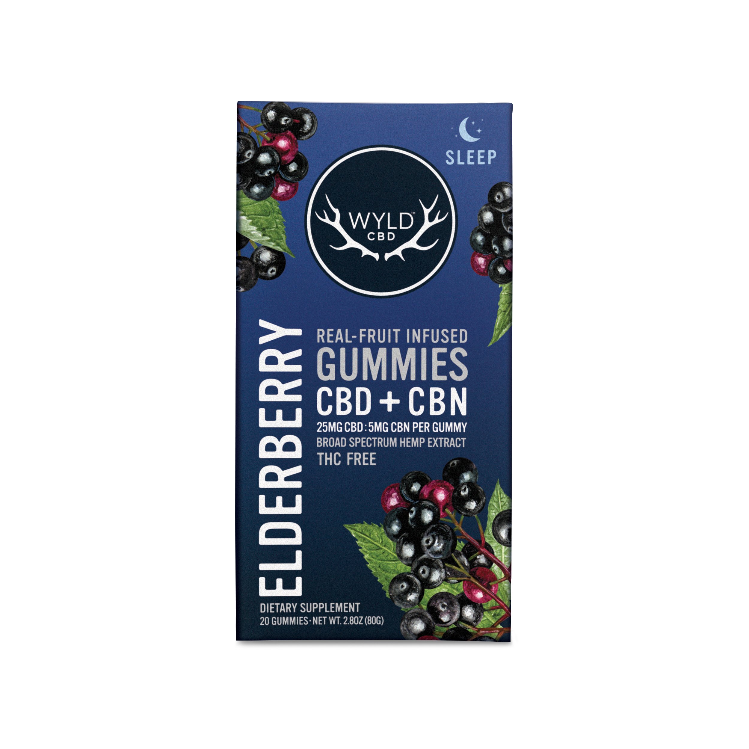 Photograph of product: Elderberry - CBD & CBN HEMP 20pc Gummy