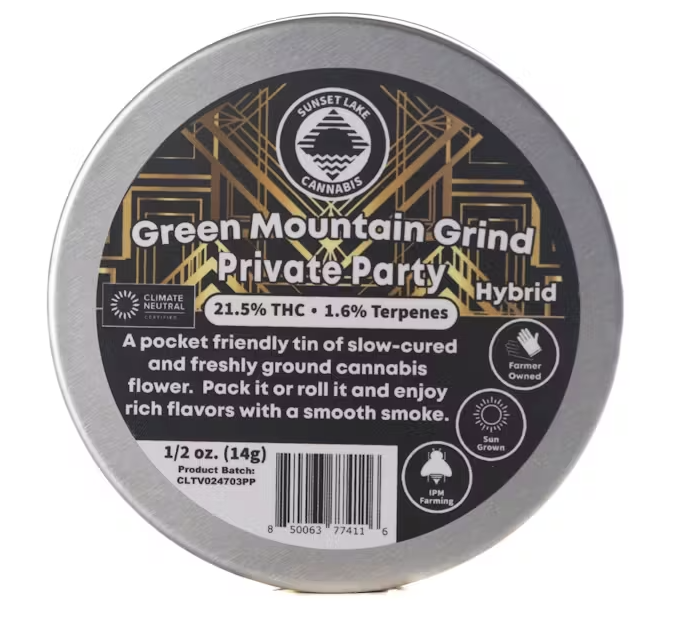 Photograph of Product: Sunset Lake - Green Mountain Grind | Private Party | Pre ground 14g