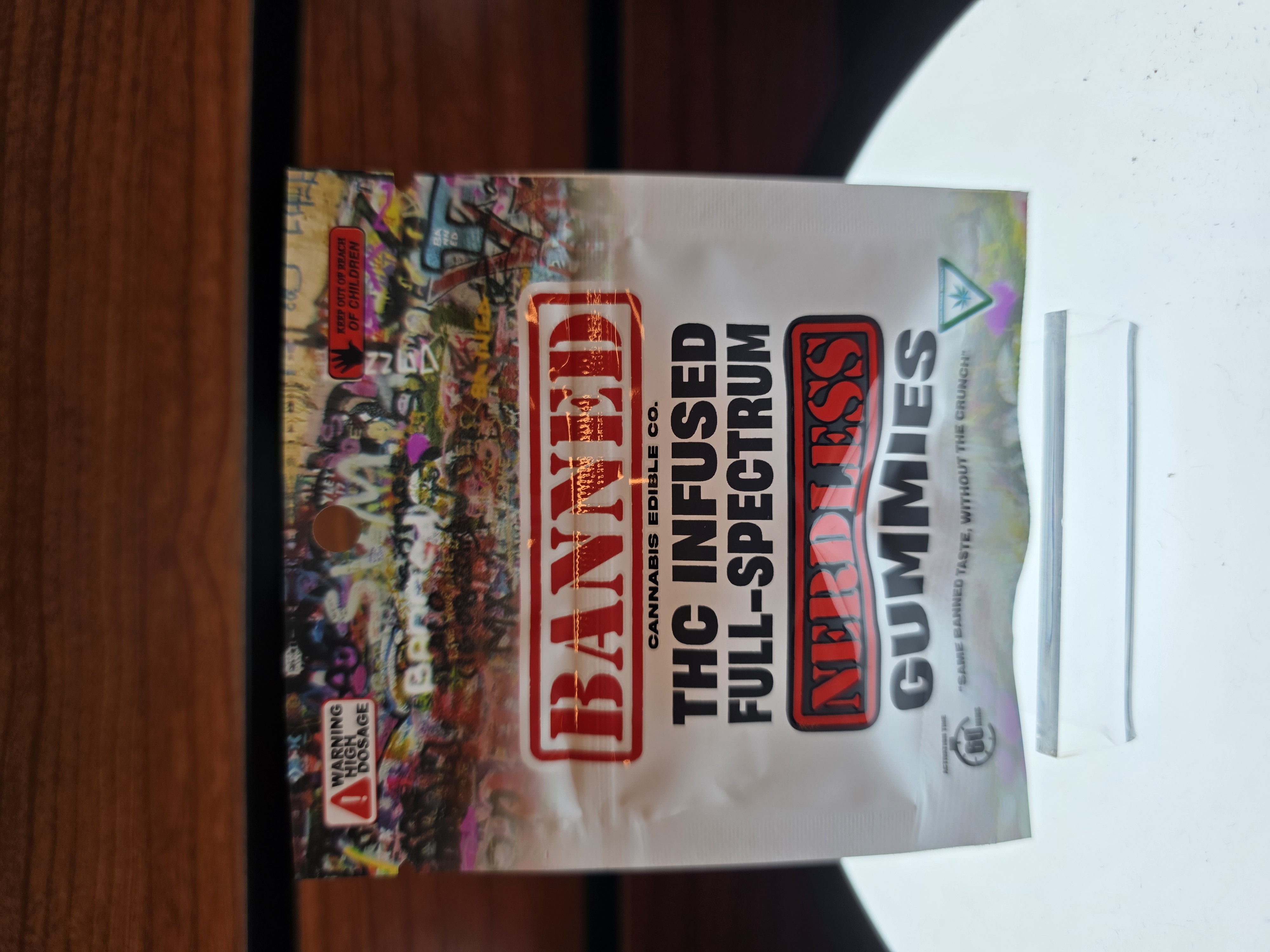 Photograph of product: Banned 200mg Nerdless Single Gummy- Strawberry