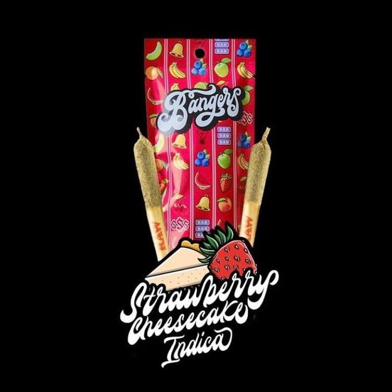 Photograph of product: D. Bangers 2 x .6g Infused Pre Roll - Strawberry Cheesecake - 