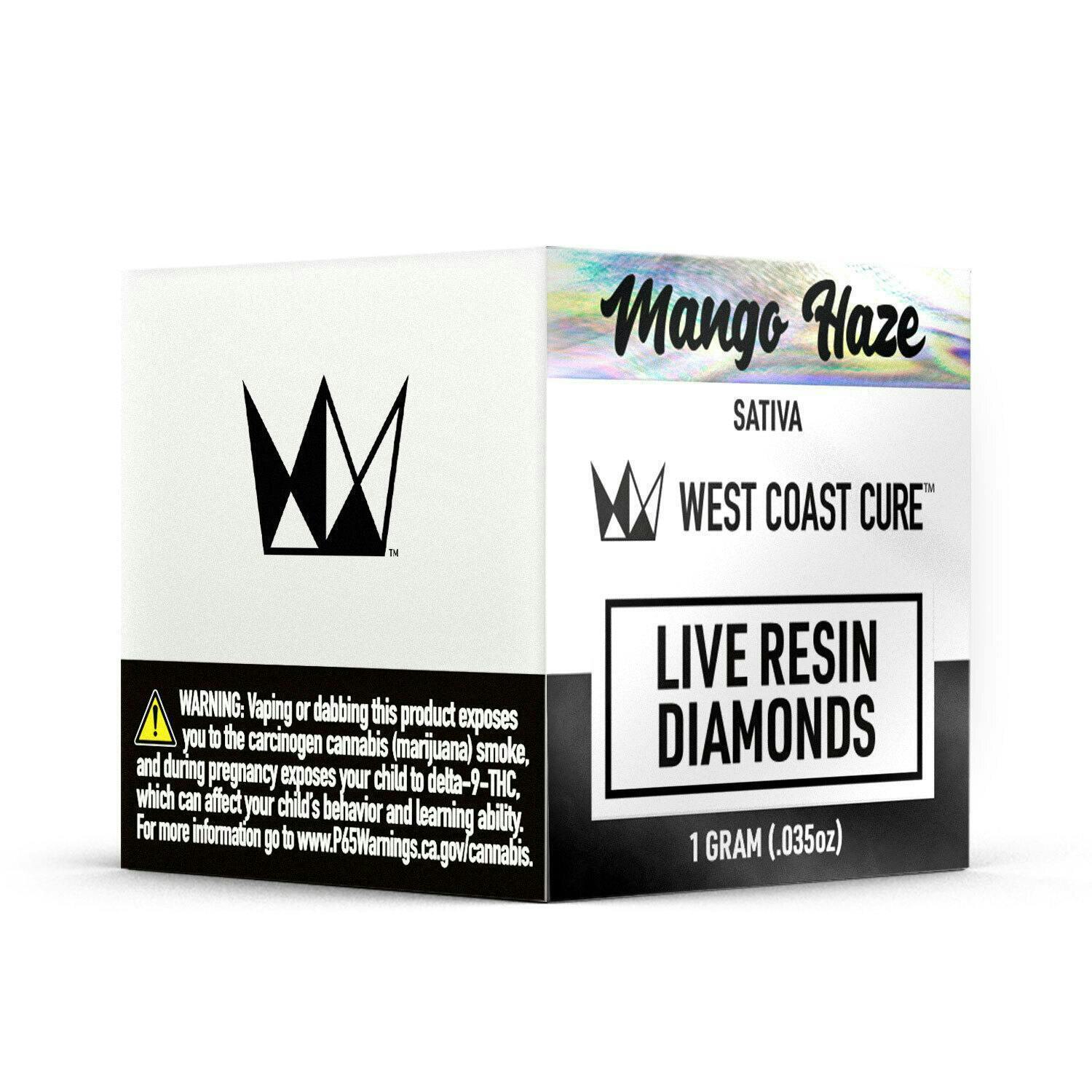 Photograph of product: WEST COAST CURE - LIVE RESIN DIAMONDS - MANGO HAZE 1G