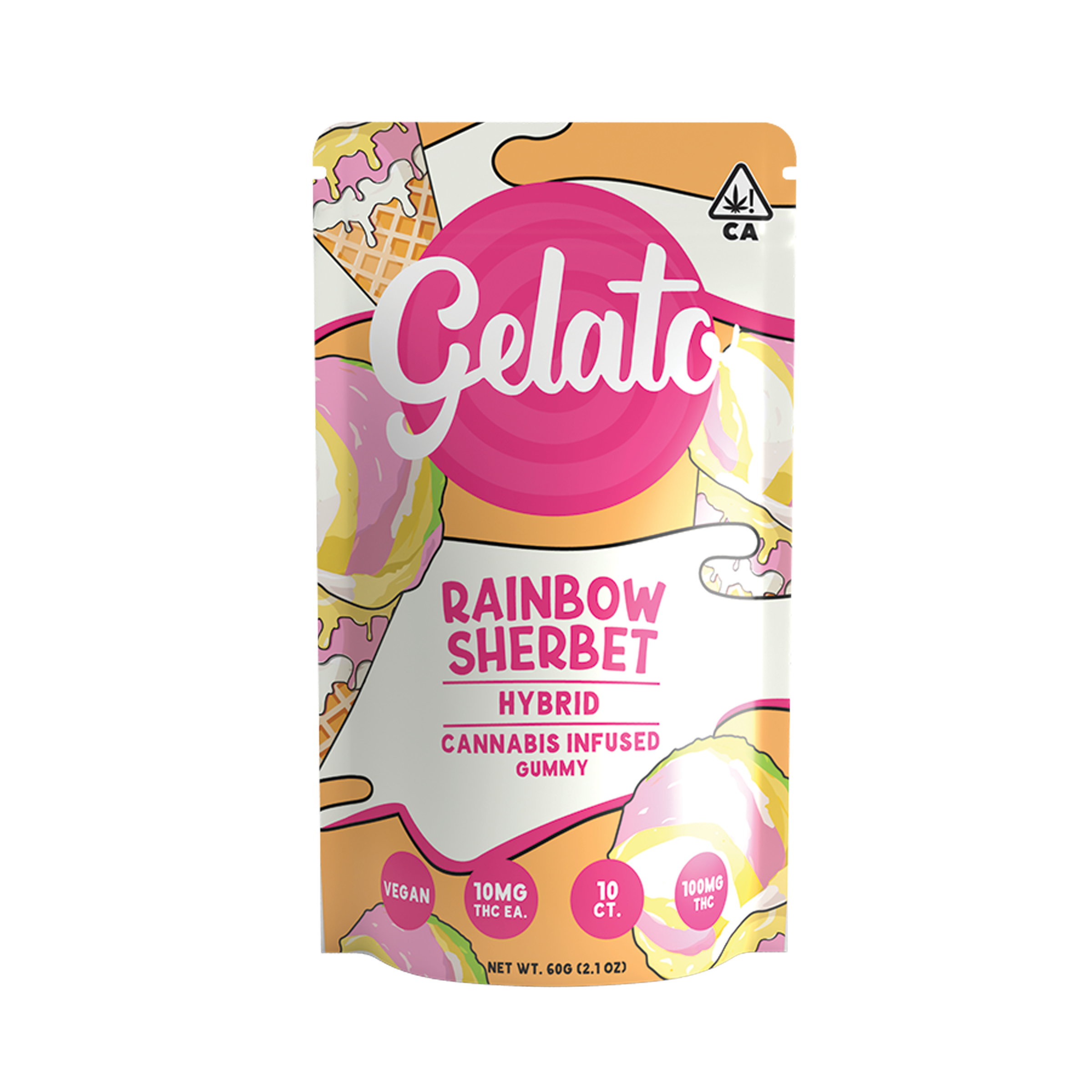 Photograph of product: Gelato | Rainbow Sherbert Gummies 100mg