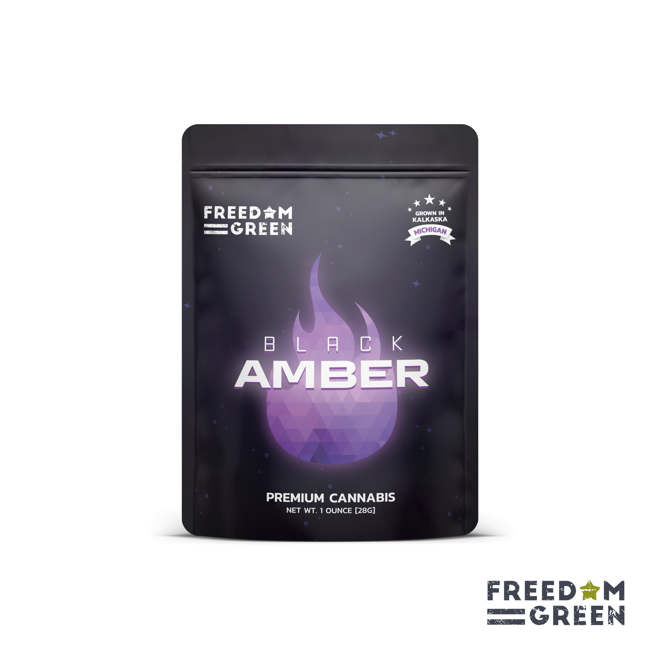 Photograph of product: Freedom Green - 28g Prepack Shake - Black Amber