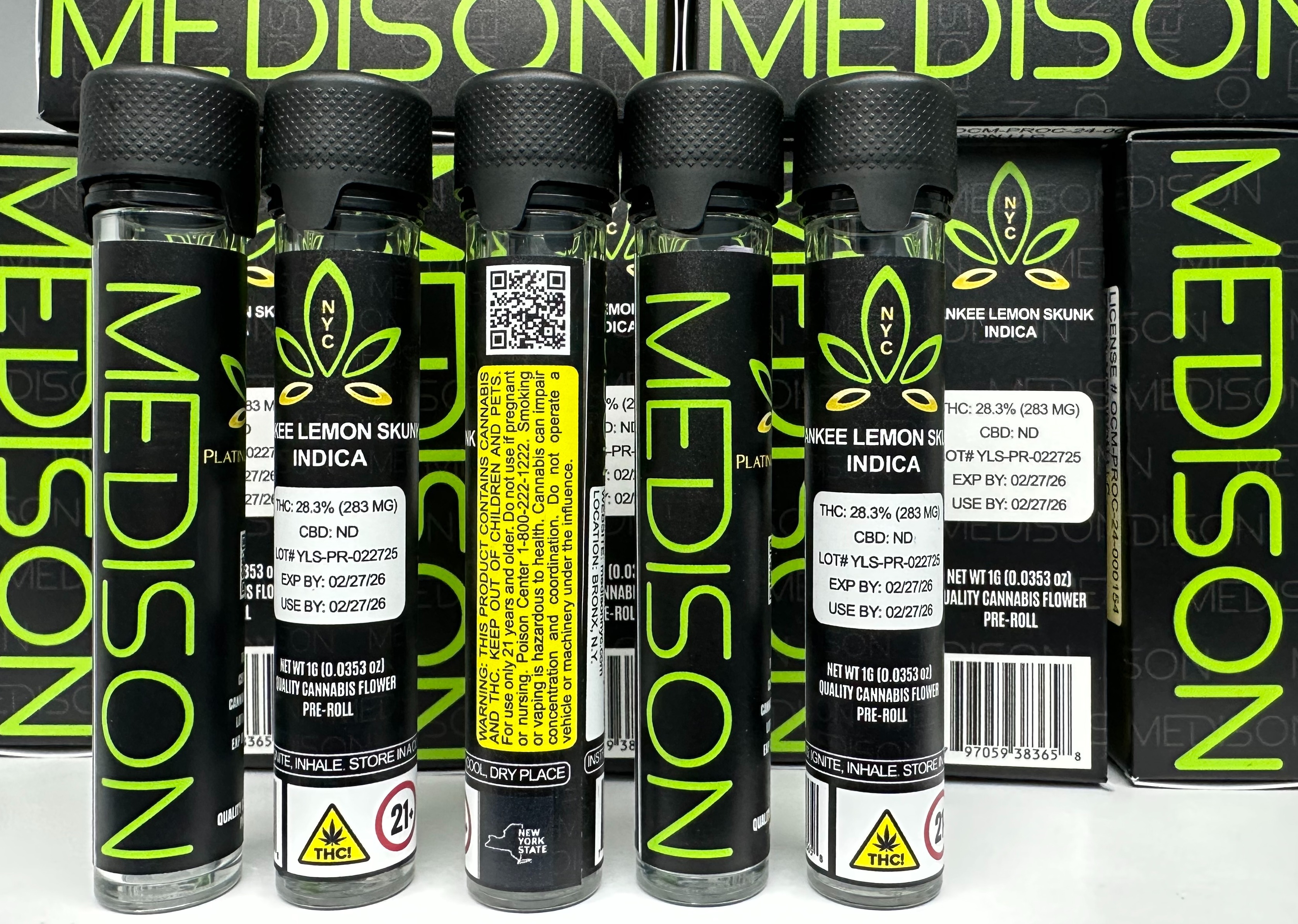 Photograph of product: Medison / Pre-rolls / Yankee Lemon Skunk