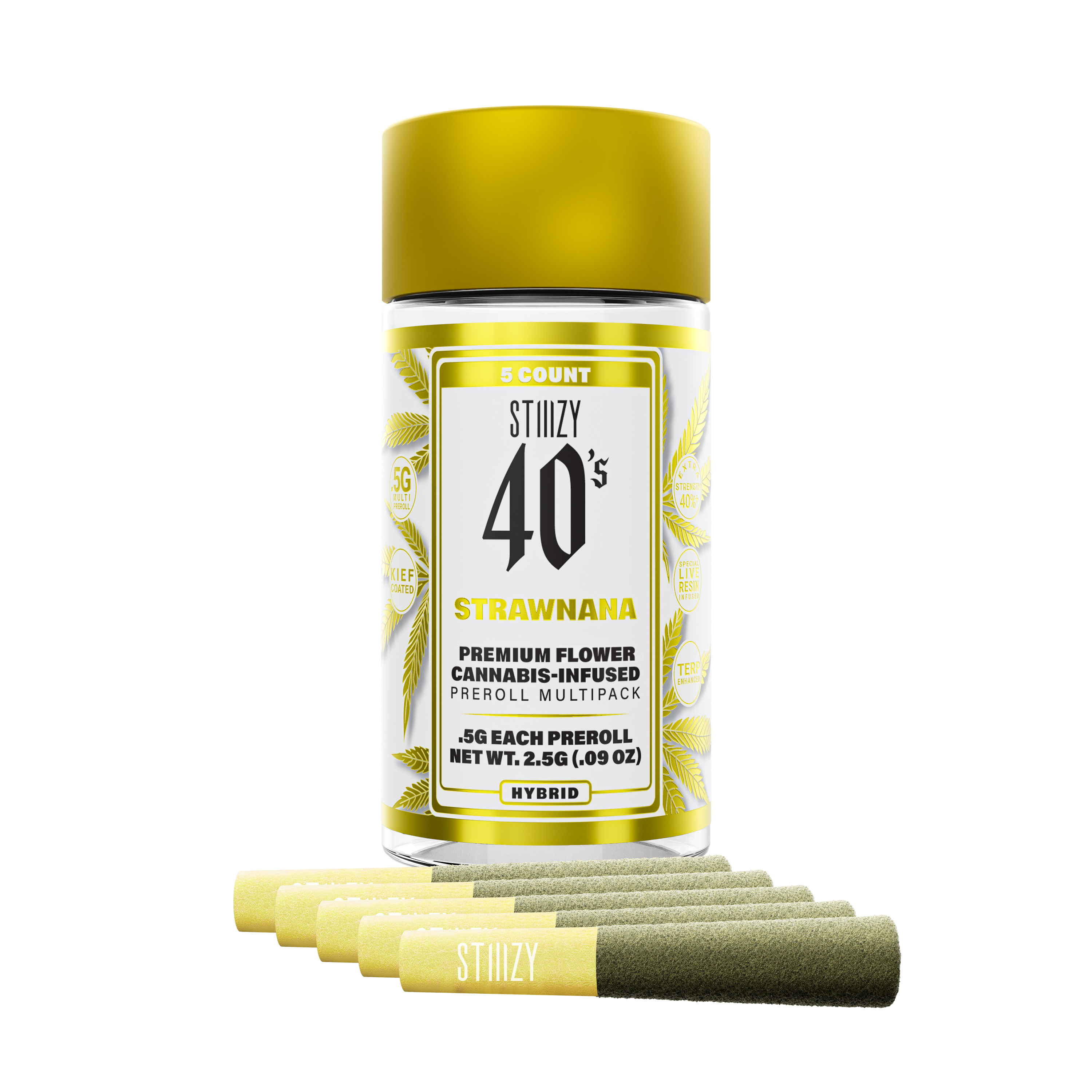 Photograph of product: STIIIZY Strawnana 5pk Infused Prerolls