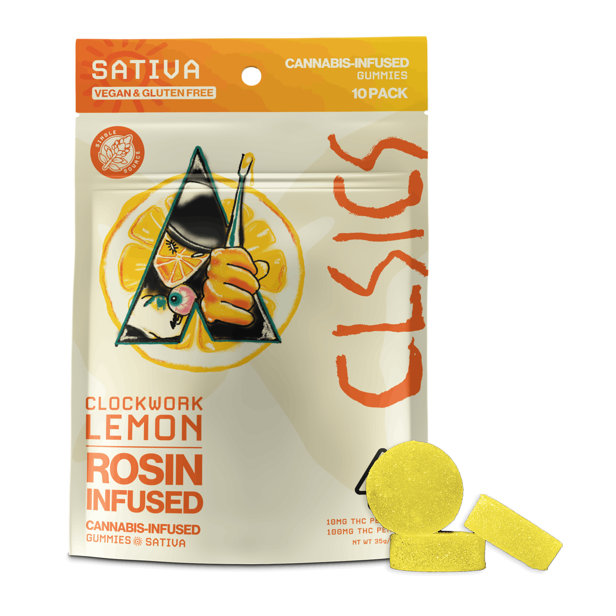 Photograph of product: CLOCKWORK LEMON 100MG 10PK