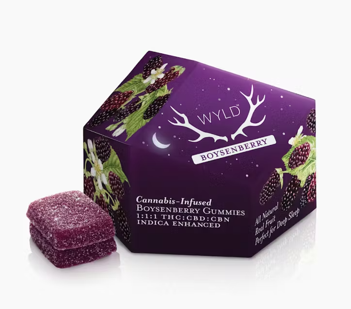 Photograph of product: WYLD TH-oui:CBD:CBN GUMMIES - BOYSENBERRY 1:1:1