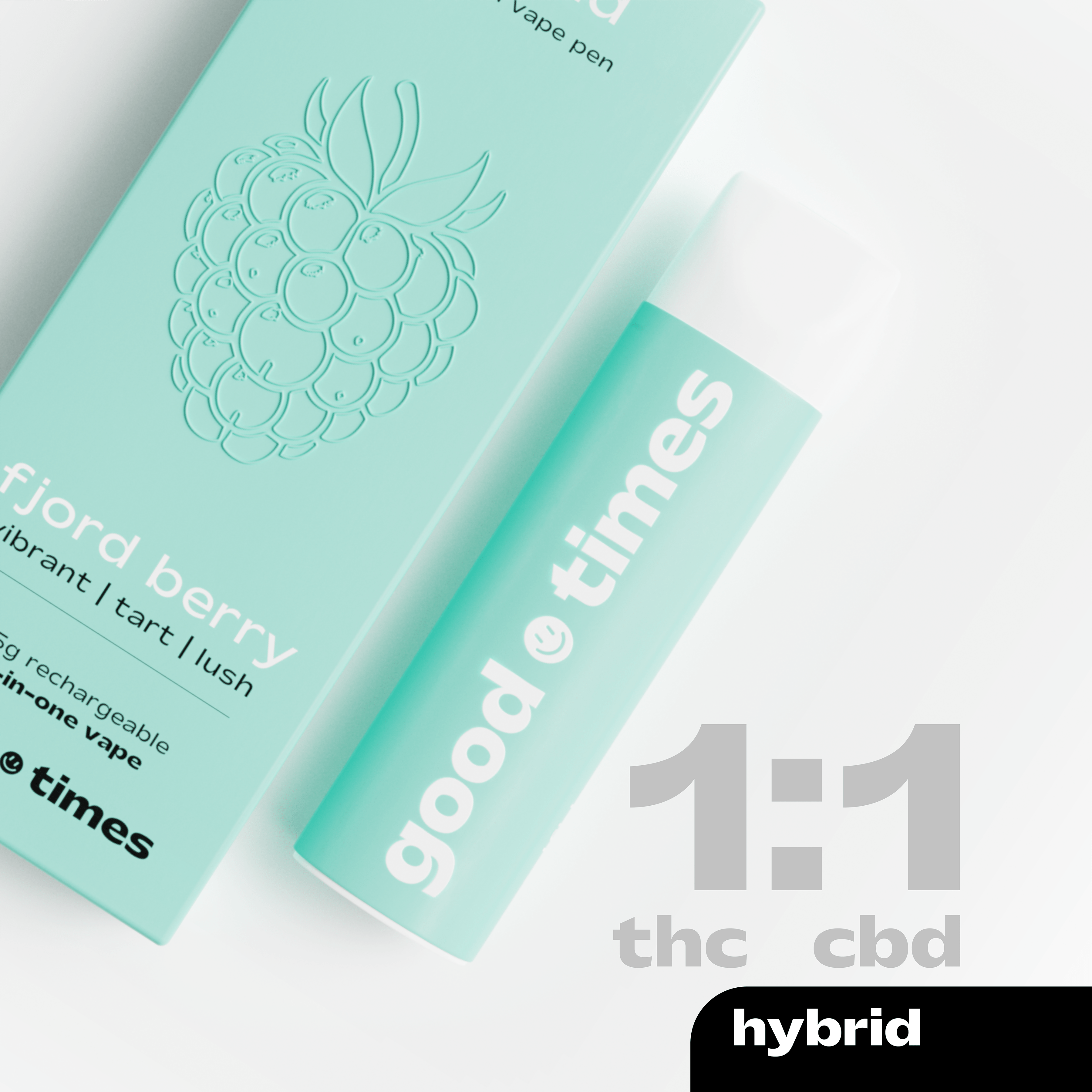 Photograph of product: Good Times | Fjord Berry 1:1 TH-oui:CBD Disposable