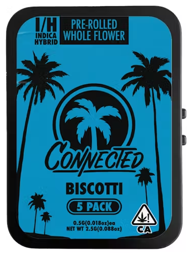 Photograph of product: [Connected] Preroll 5 Pack - 2.5g - Biscotti (I/H)