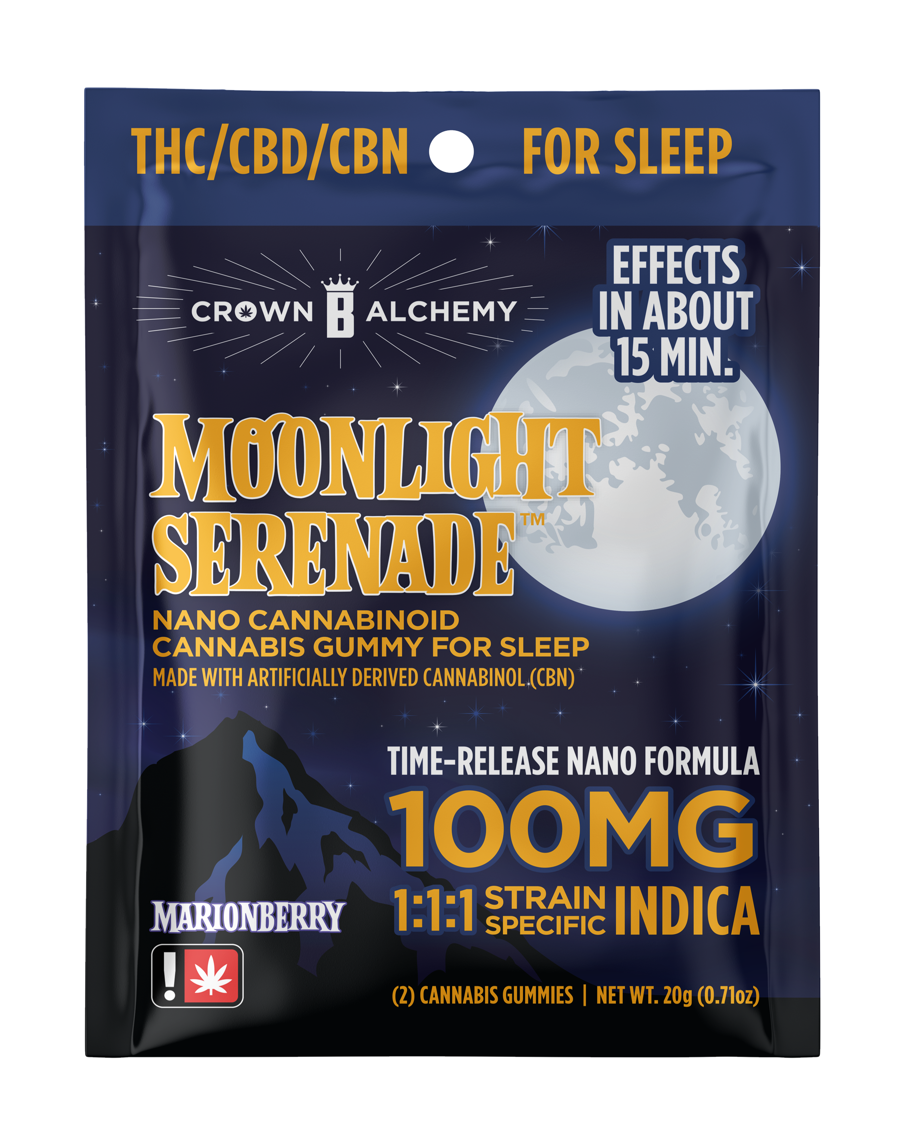 Photograph of product: Nano Gummies | Moonlight Serenade | TH-oui:CBD:CBN | 100mg