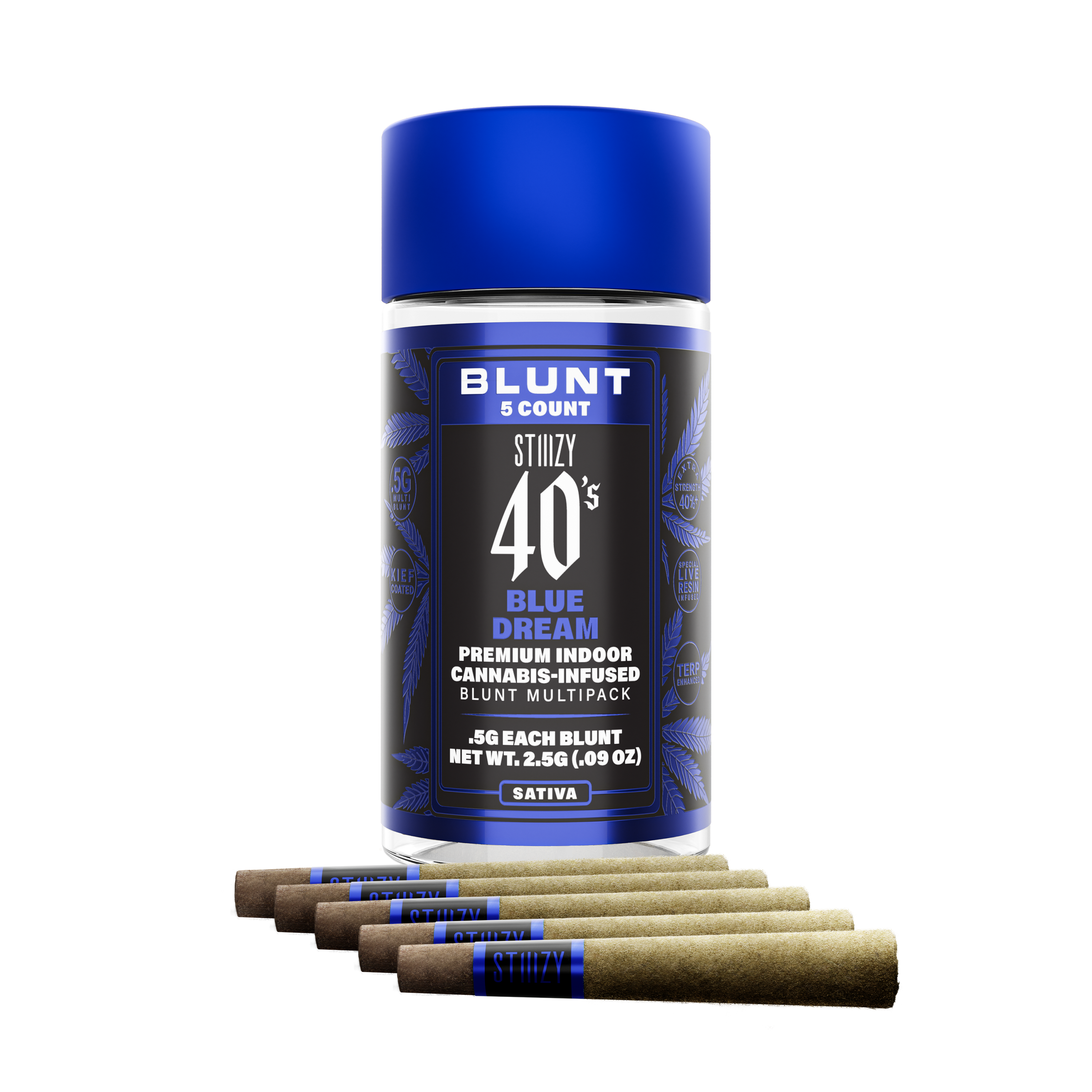 Photograph of product: 40'S INFUSED MINI BLUNT - BLUE DREAM 2.5G (5CT)