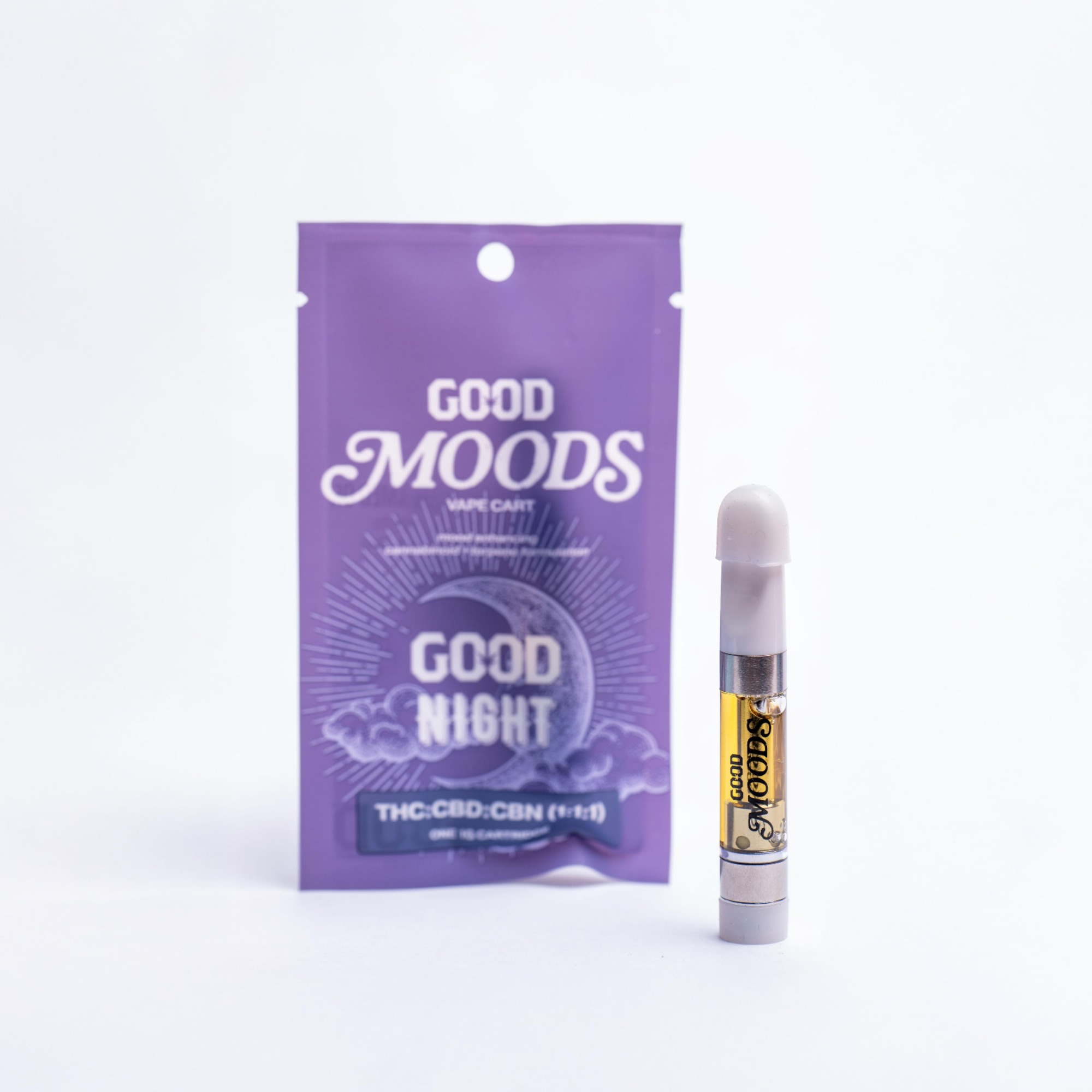Photograph of product: Moods GOOD Night 1:1:1 Cartridge TH-oui:CBD:CBN
