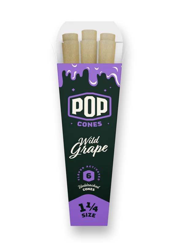 Photograph of product: Pop Cones - Wild Grape UNBLEACHED 1 1/4 Size Pre-Rolled Cones